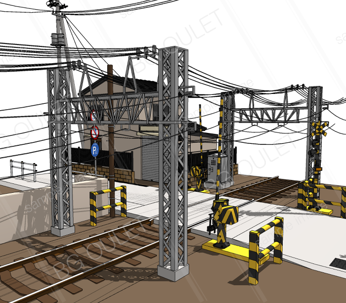 【フリー3D背景素材】鉄道セット