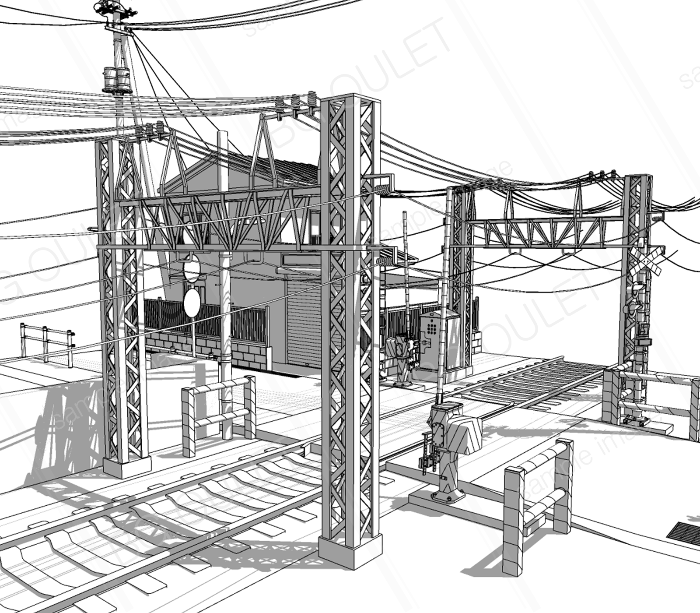 【フリー3D背景素材】鉄道セット