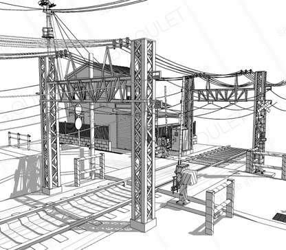 【フリー3D背景素材】鉄道セット