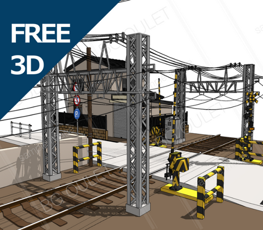 [Free 3D background material] Railway set