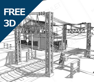 [Free 3D background material] Railway set