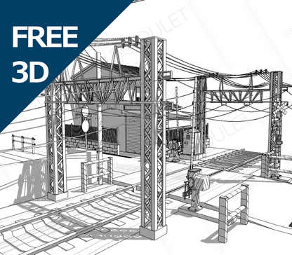 【フリー3D背景素材】鉄道セット